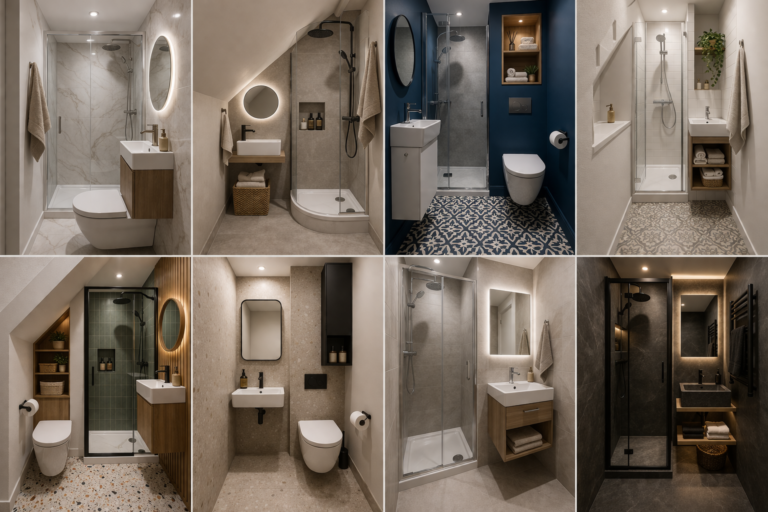 Petite salle de bain 1m2 avec douche italienne et meuble compact optimisé